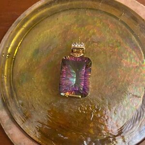 Final Markdown Elegant Mystic Topaz Pendant with Gold Accents